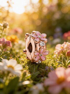 Pink Daisy Spacer Clip Charm